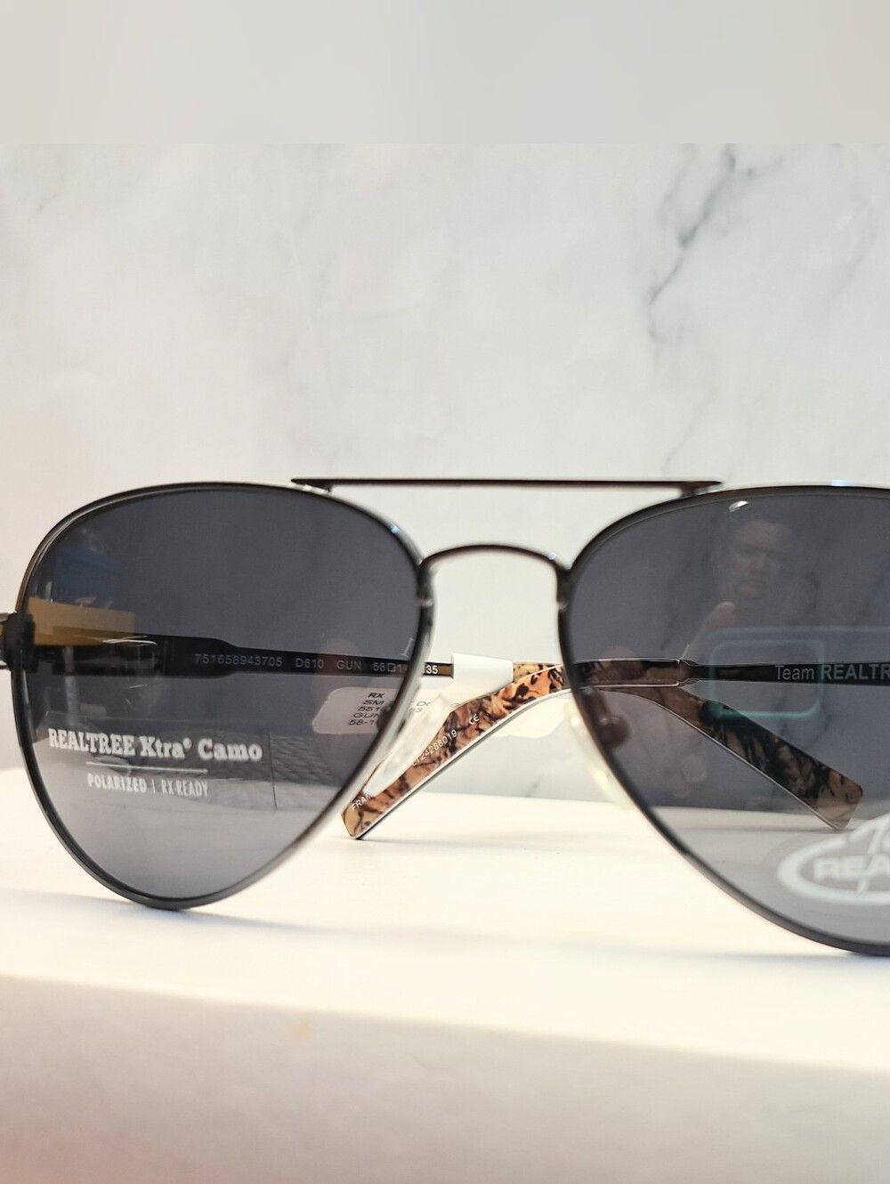 NWT Polarized RealTree camo sunglasses men's aviator shades Fall 58-14-135